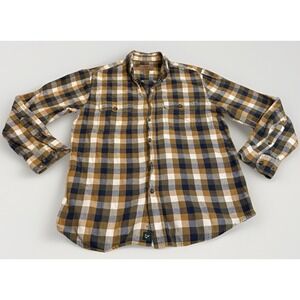 Outdoor Life Shirt Mens Sleeve Long Button Down Plaid Medium Pockets 100%Cotton